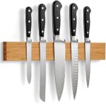 LARHN Magnetleiste Messer aus Bambus, Eiche & Walnuss mit Extra Starkem Magnet, 40cm, Messerhalter Magnetisch Holz für Utensilien und Werkzeuge