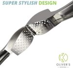 Oliver's Kitchen ® Premium Knoblauchpresse, Handlich & Leicht zu Reinigen, Pressen Sie Knoblauch & Ingwer Mühelos (Kein Schälen Nötig), Extra Stark & Strapazierfähig, Stylische Zinklegierung – Bild 6