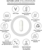 NATURE LOVE® Hyaluronsäure Kapseln mit Zink - Hochdosiert mit 500mg Hyaluron - Vegan - 90 Stück (3 Monate) - 500-700 kDa - Laborgeprüft, ohne Zusätze und in Deutschland produziert – Bild 3