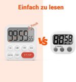 LIORQUE Digitaler Küchentimer Magnetisch Stoppuhr Timer mit Uhr, Magnet, 3-stufiger Lautstärke, LCD Anzeige für Kochen, Sport, Studieren, 2 AAA Batterien inklusive – Bild 9