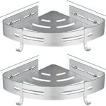 GRICOL Eckablage Duschkorb Duschregal ohne Bohren Duschablage Space Aluminum Mit 4 Haken Dusche Ablage Badregal mit Aufkleber Badezimmerregal für Bad und Küche 2 Etagen