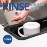 BLUE GINKGO Siebkorb über der Spüle, Gemüse und Obst waschen, gekochte Nudeln abtropfen lassen, ausziehbar, Küchenutensilien (20 B x 37~49 L x 7 H) cm, (1er-Pack) oder (2er-Pack) – Bild 2