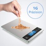 NBPOWER Küchenwaage Digital，Küchenwaage 10KG Grau Digitalwaage Haushaltswaage digital，Elektronische Waage küchen mit Grosser Edelstahl Wiegefläche Gramm 1 g Richtigkeit – Bild 4