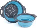Diealles Faltbarer Seiher, 2 Stück Faltbare Abtropfsieb Silikon Faltbarer Nudelsieb Faltbar Silikon Filter Gemüse Frucht Korb Für Küchenzubehör Set (Blau) – Bild 4