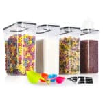 GoMaihe Vorratsglas Küche Luftdichter Kunststoffbehälter zur Aufbewahrung von Nudeln, Müsli, Reis, Mehl und Tiernahrung, WIEDERVERWENDBAR, 4 x 2 L / 8 x 1,4 L / 4 x 0,8 L 16 Set