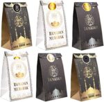 HOWAF Eid Mubarak Papiertüten, 12 Stück Eid Geschenktüten mit Aufkleber Candy Tüten zum Verpacken von Geschenken, Giveaways, Kindergeburtstag, Hochzeit, Muslim Ramadan Party