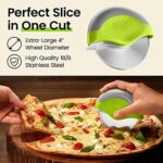 KITCHY Pizzaschneiderad, Pizzaschneider mit Klingenschutz und ergonomischem Griff, superscharf und spülmaschinenfest Pizzaroller (grün) – Bild 3