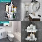 GRICOL Eckablage Duschkorb Duschregal ohne Bohren Duschablage Space Aluminum Mit 4 Haken Dusche Ablage Badregal mit Aufkleber Badezimmerregal für Bad und Küche 2 Etagen – Bild 4
