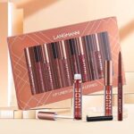 6 matte Lippenstifte mit 6 Liplinern, haltbarer Lipgloss, langanhaltende, antihaftbeschichtete Tasse, verblasst nicht, wasserdicht, hochpigmentierter Samt, Lipgloss-Set, Schönheitskosmetik(12 Stück) – Bild 4