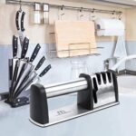 MENNYO Manuelle Messerschärfer Messerschleifer, 4 Stufen Messerschärfer Profi Knife Sharpener, Messer schärfen für Kochmesser, Küchenmesser, Messer und Scheren Küche, Rutschfestem – Bild 7