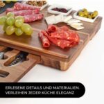 Real Life Living Charcuterie Board Acacia Wood Käsebrett mit Serviertablett für Hochzeit, Einzug Geschenk (Wurstwaren- und Käsebrett-Set) (rechteckig) Geschenkset – Bild 4