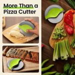 KITCHY Pizzaschneiderad, Pizzaschneider mit Klingenschutz und ergonomischem Griff, superscharf und spülmaschinenfest Pizzaroller (grün) – Bild 7