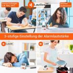 LIORQUE Digitaler Küchentimer Magnetisch Stoppuhr Timer mit Uhr, Magnet, 3-stufiger Lautstärke, LCD Anzeige für Kochen, Sport, Studieren, 2 AAA Batterien inklusive – Bild 6