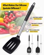BUNDLEPRO, Proto Future Hochwertiges Küchensieb Set, FeinmasPfannenwender aus Silikon, robust, antihaftbeschichtet, geschlitzt, hitzebeständig, BPA-frei, ideales Kochgeschirr für Fisch, Eier, Pfannkuchen, 2 Stück – Bild 2