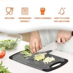 KIMIUP Schneidebrett kunststoff mit Saftrillen und rutschfeste Griffe, 3 Stücke, BPA-Free, Kunststoff Schneidebretter Marmor,professionelles Schneidebrett-Set, spülmaschinenfest – Bild 3
