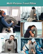 JEFDIEE Aufblasbare Nackenkissen Flugzeug Reise, Tragbare Reisekissen, Nackenstützkissen Bequem Unterstützt Kopf und Kinn, Kissen für Züge, Autos, Büro, Haus, mit 3D-Augenmaske, Ohrstöpsel – Bild 7