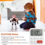 LIORQUE Digitaler Küchentimer Magnetisch Stoppuhr Timer mit Uhr, Magnet, 3-stufiger Lautstärke, LCD Anzeige für Kochen, Sport, Studieren, 2 AAA Batterien inklusive – Bild 8
