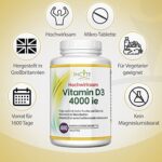 Vitamin D 4000 IE – 400 leicht einnehmbare Premium Vitamin D3-Mikrotabletten – Alle vier Tage eine hochwirksame Tablette Cholecalciferol VIT D3 – Vegetarisches Nahrungsergänzungsmittel – Hergestellt von Incite Nutrition in Grossbritannien – Bild 3
