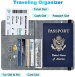 XIUWOUG Reisepasshülle,Passport Cover,Kunstleder Impfpass Hülle mit RFID-Blocker für Damen Herren Reisepass Kreditkarten, Ausweis und Reisedokumente – Bild 4