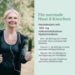 Hyaluronsäure Kapseln hochdosiert mit 500 mg pro Kapsel, 90 vegane Hyaluron Kapseln im 3 Monatsvorrat, 500-700 kDa, Angereichert mit Zink als Beitrag zum Erhalt normaler Haut und Knochen – Bild 4