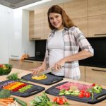 KIMIUP Schneidebrett kunststoff mit Saftrillen und rutschfeste Griffe, 3 Stücke, BPA-Free, Kunststoff Schneidebretter Marmor,professionelles Schneidebrett-Set, spülmaschinenfest – Bild 6