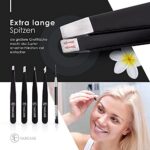 FABCARE Augenbrauen Pinzetten Set mit Etui und Augenbrauenbürste (5-teilig) - Verbesserte Spitze - Pinzette Augenbrauen Zupfen - Profi Augenbrauenpinzette mit Anti-rutsch Beschichtung – Bild 3