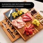 Real Life Living Charcuterie Board Acacia Wood Käsebrett mit Serviertablett für Hochzeit, Einzug Geschenk (Wurstwaren- und Käsebrett-Set) (rechteckig) Geschenkset – Bild 3