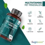 Multivitamine & Mineralien mit Vitamin C, D3, B Komplex - 365 Vegane Tabletten mit 1 Jahr Vorrat - A bis Z Vitamine mit Magnesium, Zink, Eisen, Biotin, Chrom, Selen, Kupfer, Folsäure - von WeightWorld – Bild 5