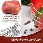 Menz Stahlwaren, Rouladennadeln, 20er Set, Edelstahl, Made in Germany 10 cm Rouladenspiesse mit Clip, rostfrei, stabil für einfach leckere Rouladen – Bild 4