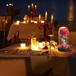 Die Schöne und das Biest Rose Geschenk Kit, rote Seide Rose und LED-Licht mit gefallenen Blütenblättern Geschenke für Hauptdekor Geburtstag, Hochzeit, Valentinstag, Muttertag, Jubiläum, Weihnachtstag – Bild 5