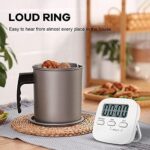 NIAGUOJI Küchentimer mit grossem LCD-Display, digitaler Küchentimer zum Kochen, magnetische Stoppuhr, Timer mit lautem Wecker, Eieruhr, weiss – Bild 6
