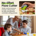 KITCHY Pizzaschneiderad, Pizzaschneider mit Klingenschutz und ergonomischem Griff, superscharf und spülmaschinenfest Pizzaroller (grün) – Bild 2