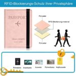 Impfpass Hülle Reisepasshülle, Urlaub Zubehör, Kunstleder Passhülle mit RFID-Blocker, Schutzhülle Tasche für Kreditkarten Damen Herren Reisepass, Ausweis und Reisedokumente,Travel Organizer – Bild 3