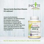 Vitamin D 4000 IE – 400 leicht einnehmbare Premium Vitamin D3-Mikrotabletten – Alle vier Tage eine hochwirksame Tablette Cholecalciferol VIT D3 – Vegetarisches Nahrungsergänzungsmittel – Hergestellt von Incite Nutrition in Grossbritannien – Bild 4