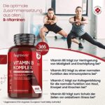 Vitamin B Komplex mit Vitamin C - 50µg Vitamin B12 pro Tablette - 365 Vegane Tabletten (1 Jahr Vorrat) - Alle 8 B Vitamine - 150µg Biotin, 200µg Folsäure - Gut verträglich & bioverfügbar - WeightWorld – Bild 2
