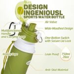 Kemier kollabierbare Silikon-Wasserflaschen-750ML, Medizinische Qualität, BPA-Frei, FDA-Zugelassen, Aufrollen, 26oz, auslaufsicher, Faltbar Sport & Outdoor-Wasserflaschen – Bild 3