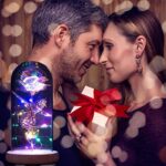 QUNPON Geschenke für Frauen, Valentinstag Rose Geschenk für Sie, Ewige Rose im Glas Die Schöne und das Biest Rose in Glaskuppel mit LED-Lichter, Geschenke für Geburtstag Mama Freundin Oma – Bild 6