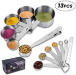 HAUSPROFI Edelstahl Messbecher und Löffel mit Messlineal, Scoop mit Clip, 5 Messbecher & 6 schmalgenaue Messlöffel & 1 Messlineal (Richtmaschine) & 1 scop mit clip, 13er-Set – Bild 7