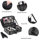 Kosmetiktasche, 3 Lagen Grosse Kapazität Professionelle PU Leder Make Up Organizer Tasche wasserdichte Reise Portable Artist Schminktasche mit Verstellbaren Teilern und Riemen – Bild 3