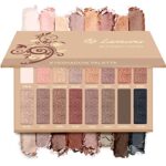 Beste Lidschatten Palette Nudetöne - Vegane Augenpalette - Eyeshadow Make Up Kosmetik - 16 Hochpigmentierte Warme Natürliche Farben in Matt + Schimmer + Glitzer - Lamora Exposed