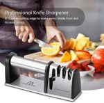 MENNYO Manuelle Messerschärfer Messerschleifer, 4 Stufen Messerschärfer Profi Knife Sharpener, Messer schärfen für Kochmesser, Küchenmesser, Messer und Scheren Küche, Rutschfestem – Bild 6
