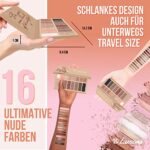 Beste Lidschatten Palette Nudetöne - Vegane Augenpalette - Eyeshadow Make Up Kosmetik - 16 Hochpigmentierte Warme Natürliche Farben in Matt + Schimmer + Glitzer - Lamora Exposed – Bild 5
