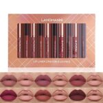 6 matte Lippenstifte mit 6 Liplinern, haltbarer Lipgloss, langanhaltende, antihaftbeschichtete Tasse, verblasst nicht, wasserdicht, hochpigmentierter Samt, Lipgloss-Set, Schönheitskosmetik(12 Stück) – Bild 5