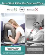JEFDIEE Aufblasbare Nackenkissen Flugzeug Reise, Tragbare Reisekissen, Nackenstützkissen Bequem Unterstützt Kopf und Kinn, Kissen für Züge, Autos, Büro, Haus, mit 3D-Augenmaske, Ohrstöpsel – Bild 5