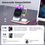 Kabelloses Ladegerät, Ladestation Apple Watch und iPhone, 18w Faltbarer 3 in 1 Wireless Charger, Kompatibel mit iPhone14/13/12/11/Pro/Xs/Xs Max/Xr/X/Se/8/8 Plus/iWatch 7/6/5/4/3/2 Airpods 3/2/Pro – Bild 2