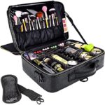 Kosmetiktasche, 3 Lagen Grosse Kapazität Professionelle PU Leder Make Up Organizer Tasche wasserdichte Reise Portable Artist Schminktasche mit Verstellbaren Teilern und Riemen