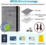 XIUWOUG Reisepasshülle,Passport Cover,Kunstleder Impfpass Hülle mit RFID-Blocker für Damen Herren Reisepass Kreditkarten, Ausweis und Reisedokumente – Bild 2