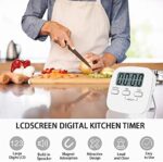 NIAGUOJI Küchentimer mit grossem LCD-Display, digitaler Küchentimer zum Kochen, magnetische Stoppuhr, Timer mit lautem Wecker, Eieruhr, weiss – Bild 4