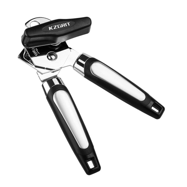 KZGRIT Dosenöffner, Sicherheits Edelstahl, Glatte Kante, Manuell Büchsenöffner Deckelöffner Kapselheber mit Rutschfest Griff und Ergonomischer Drehknopf für Ältlich mit Arthritis