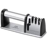MENNYO Manuelle Messerschärfer Messerschleifer, 4 Stufen Messerschärfer Profi Knife Sharpener, Messer schärfen für Kochmesser, Küchenmesser, Messer und Scheren Küche, Rutschfestem